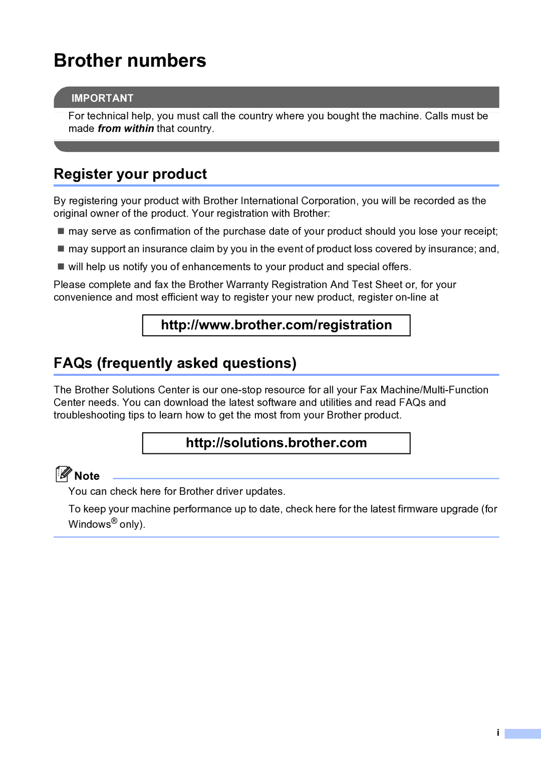 Brother MFC-9840CDW manual Brother numbers, Register your product, FAQs frequently asked questions 