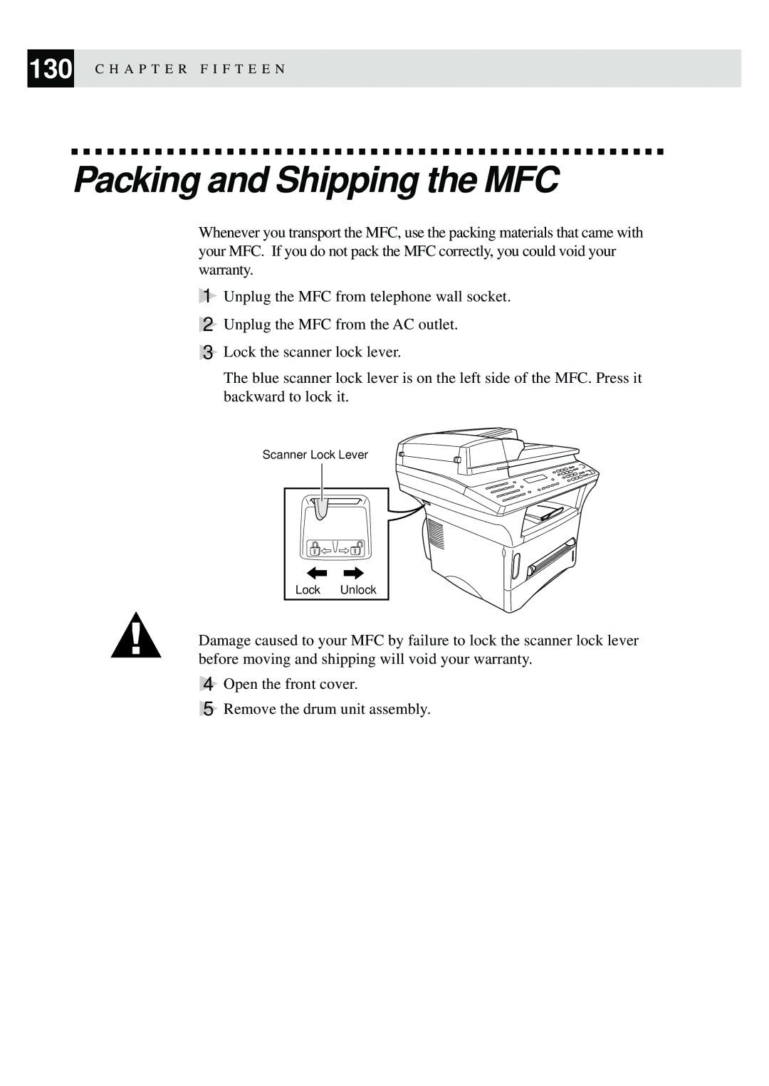 Brother MFC-9870 manual Packing and Shipping the MFC 