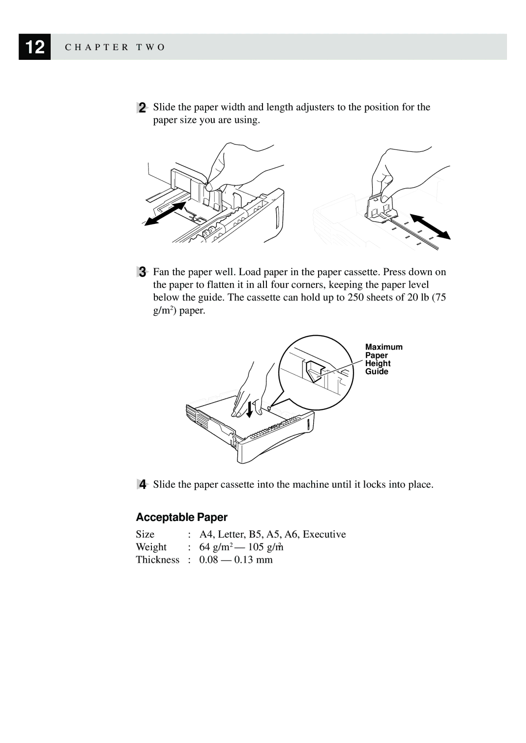 Brother MFC-9870 manual Acceptable Paper 