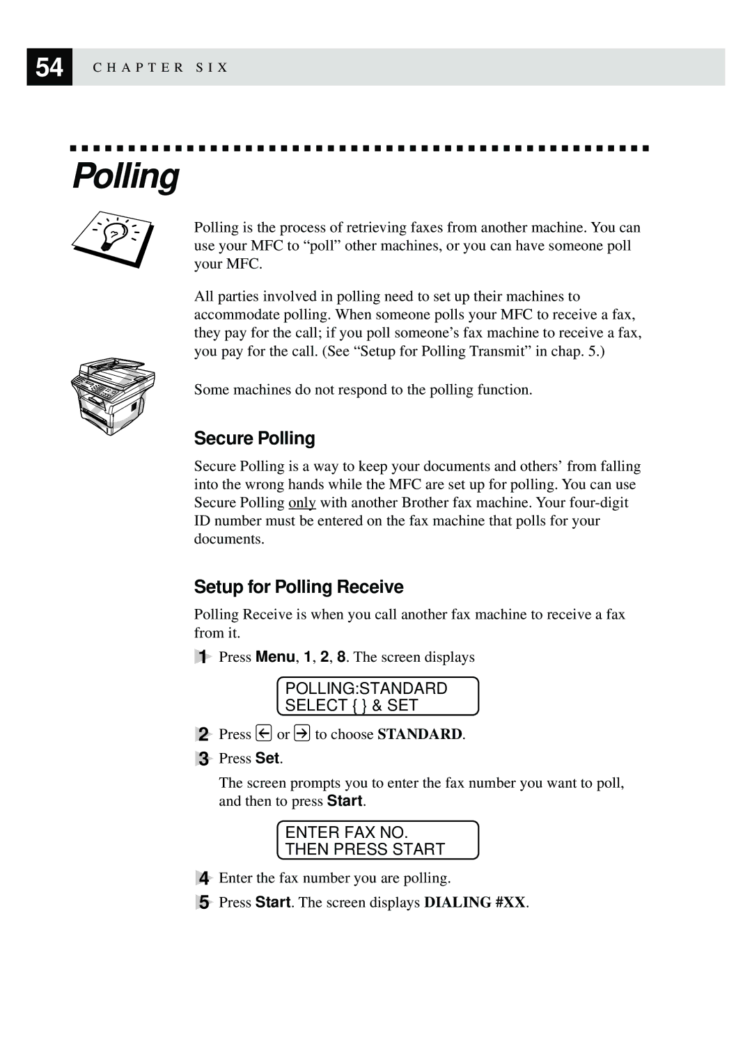 Brother MFC-9870 manual Secure Polling, Setup for Polling Receive 