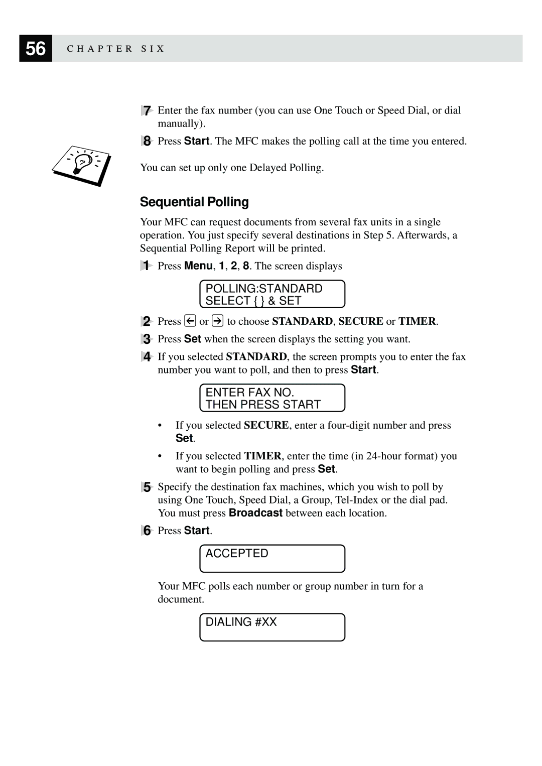 Brother MFC-9870 manual Sequential Polling, Accepted, Dialing #XX 