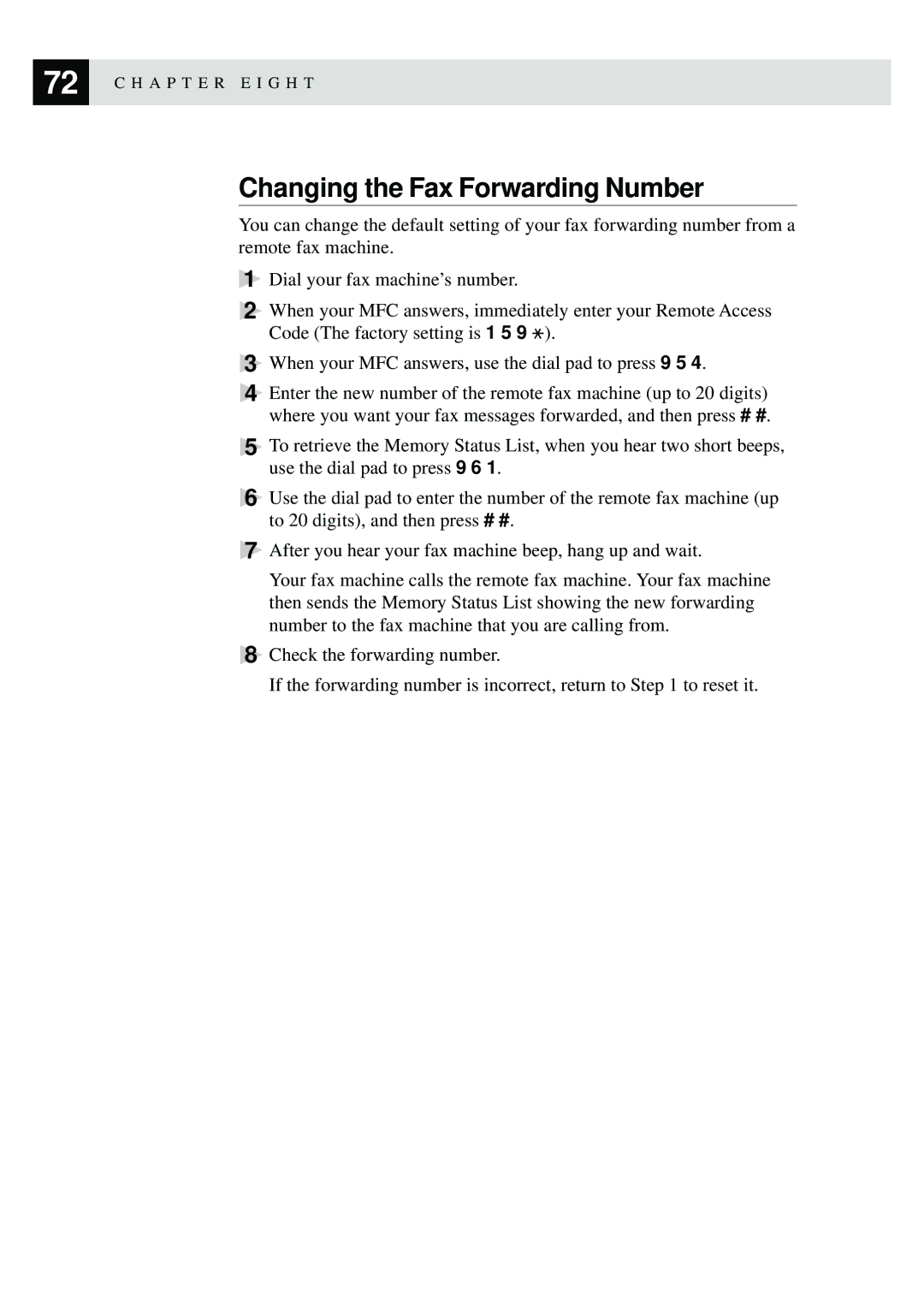 Brother MFC-9870 manual Changing the Fax Forwarding Number 