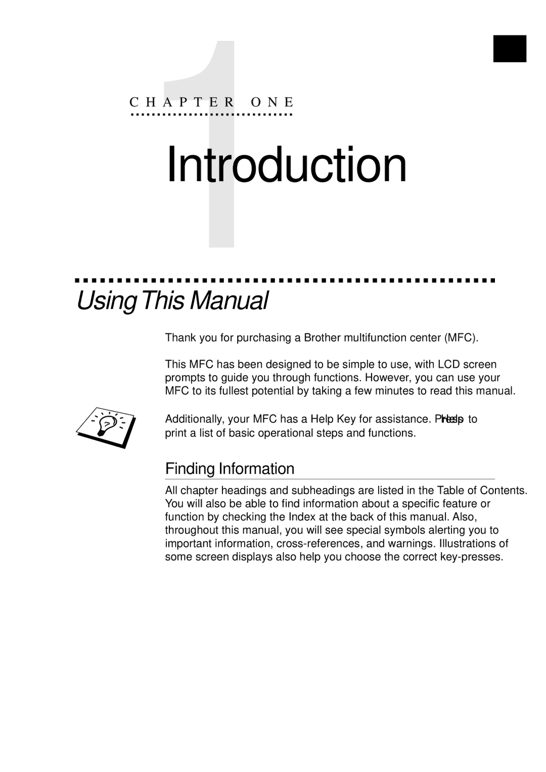 Brother MFC-9870 manual Introduction, UsingThis Manual, Finding Information 