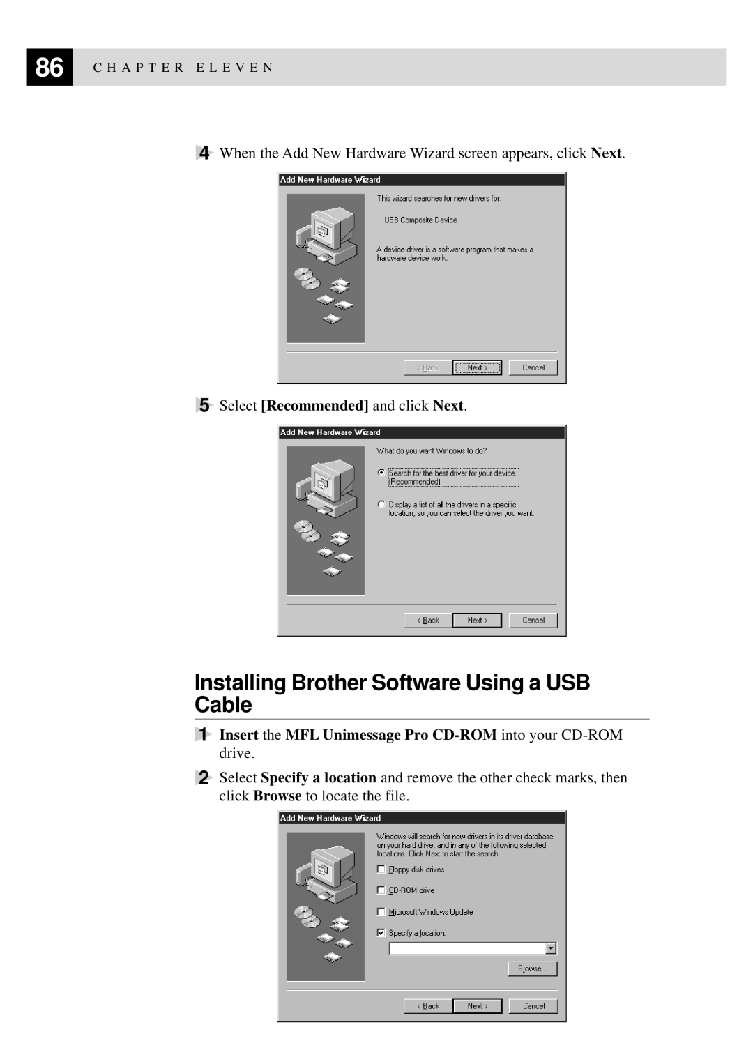 Brother MFC-9870 manual Installing Brother Software Using a USB Cable 