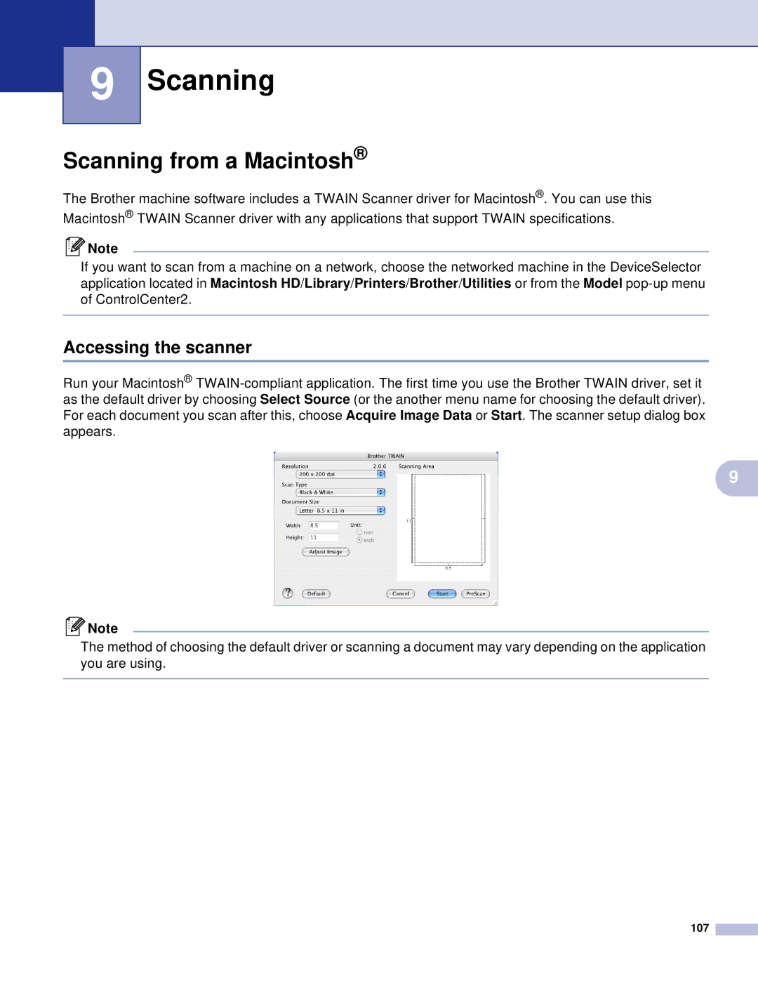 Brother DCP, MFC manual Scanning from a Macintosh 