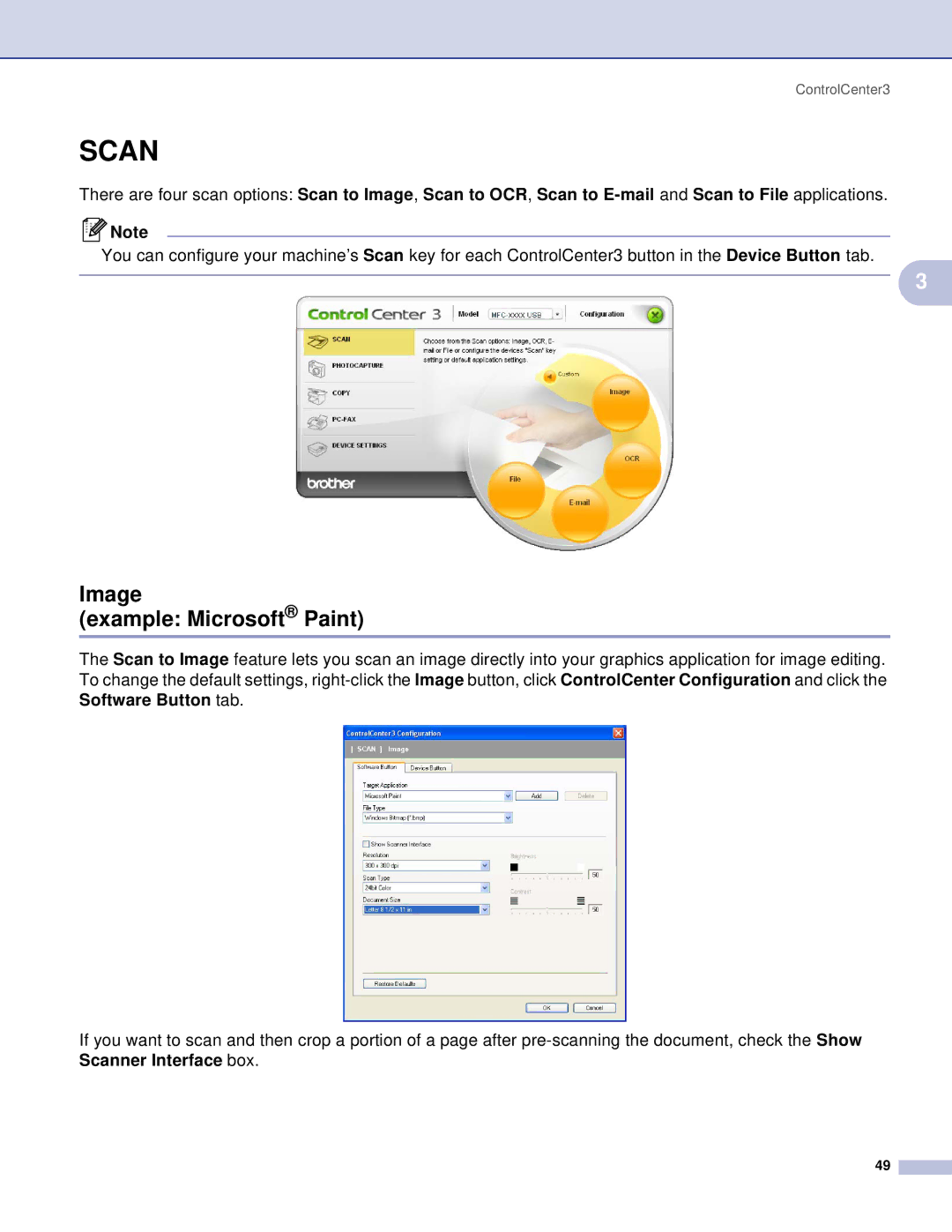 Brother DCP, MFC manual Scan, Image Example Microsoft Paint 