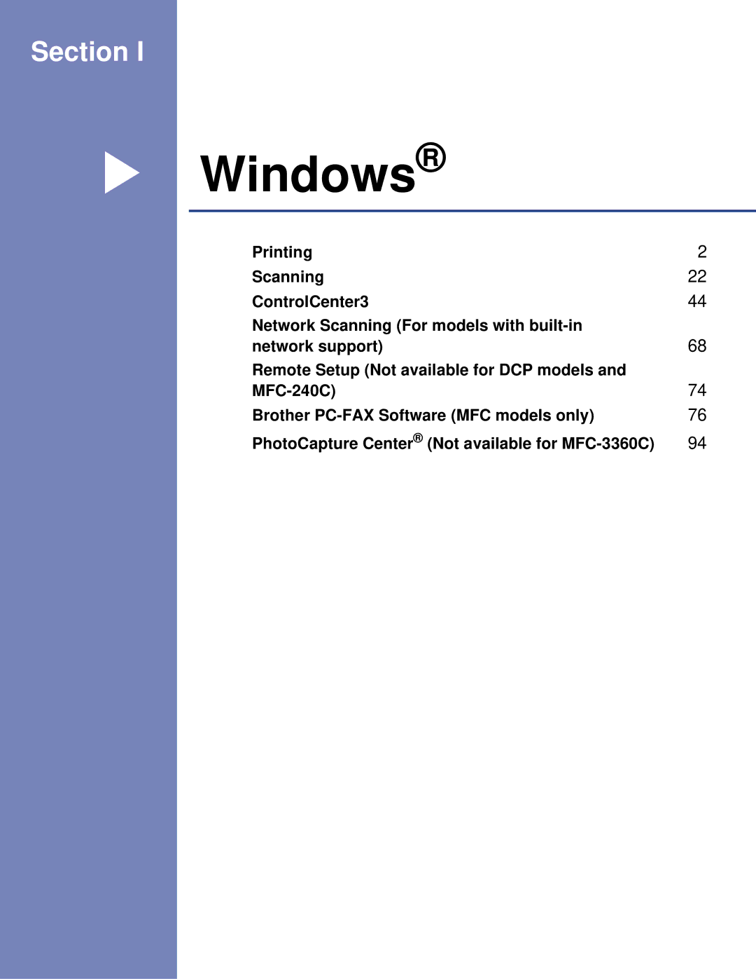 Brother DCP, MFC manual Windows 