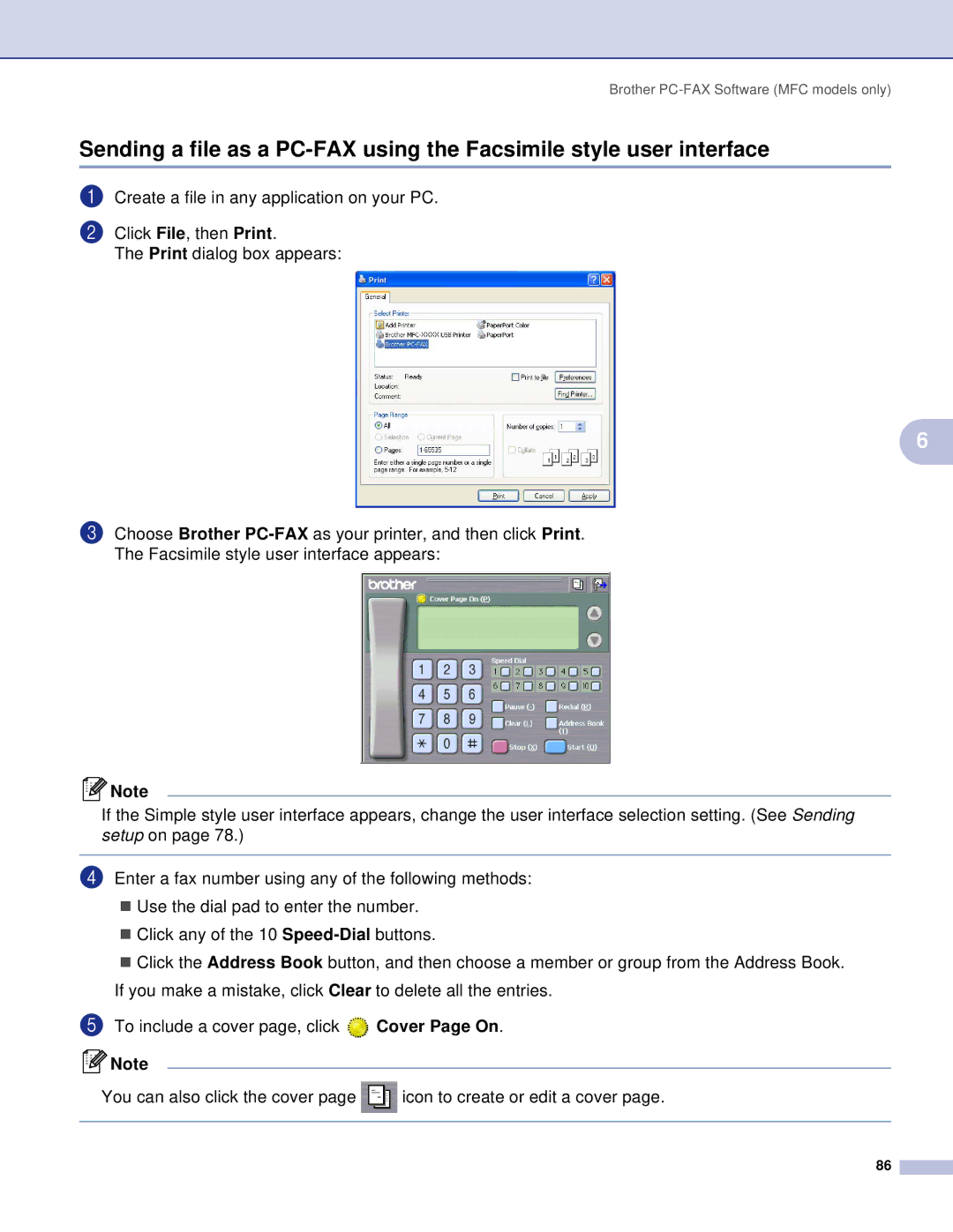 Brother DCP manual Brother PC-FAX Software MFC models only 