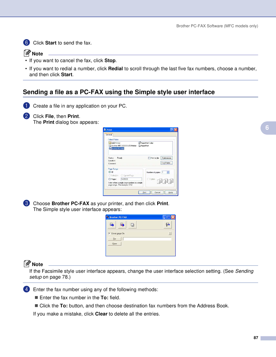 Brother DCP manual Brother PC-FAX Software MFC models only 