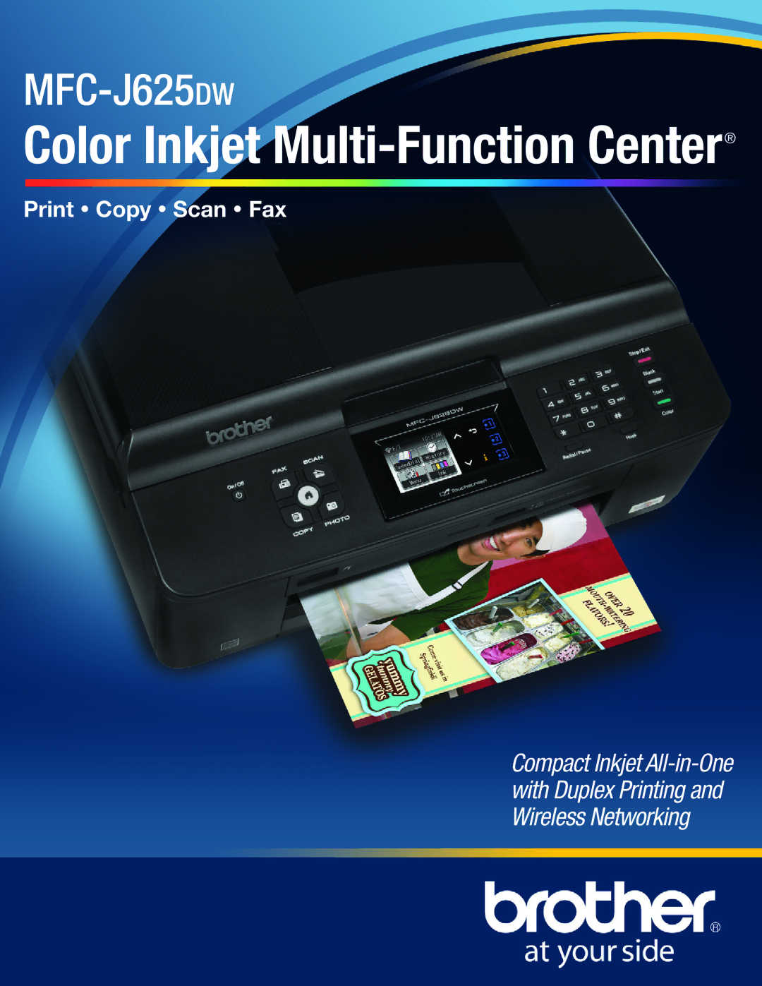 Brother MFC-J625W manual Color Inkjet Multi-Function Center 