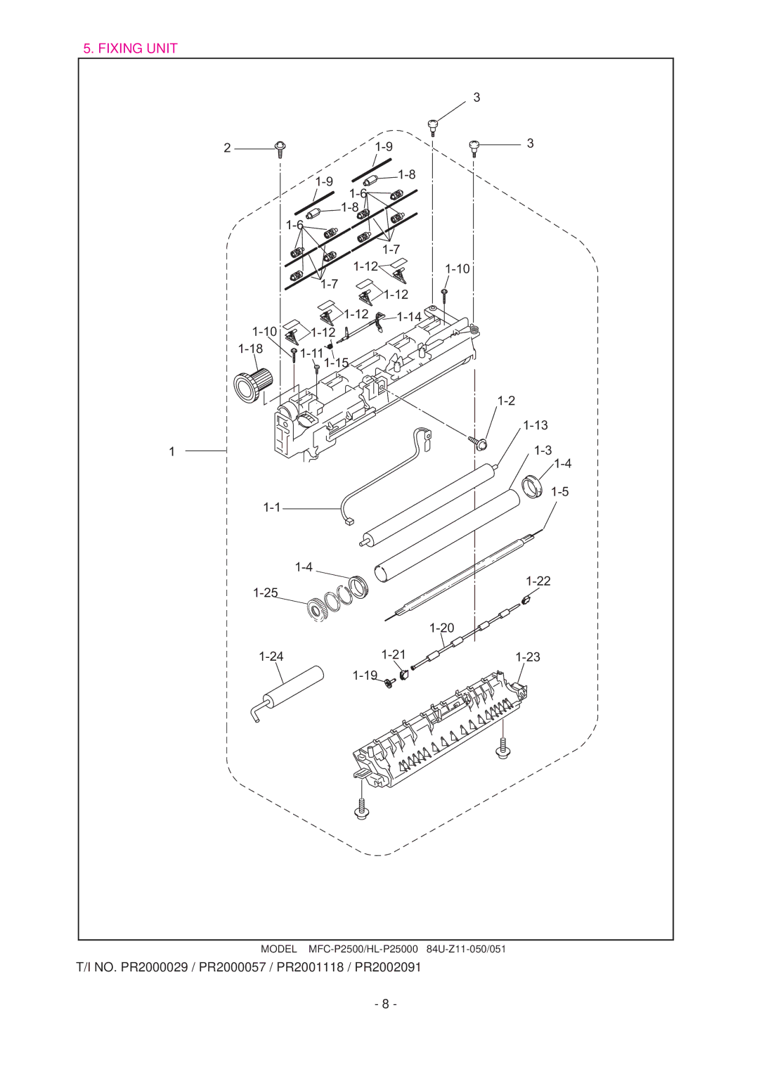 Brother HL-P2500, MFC-P2500 manual Fixing Unit 