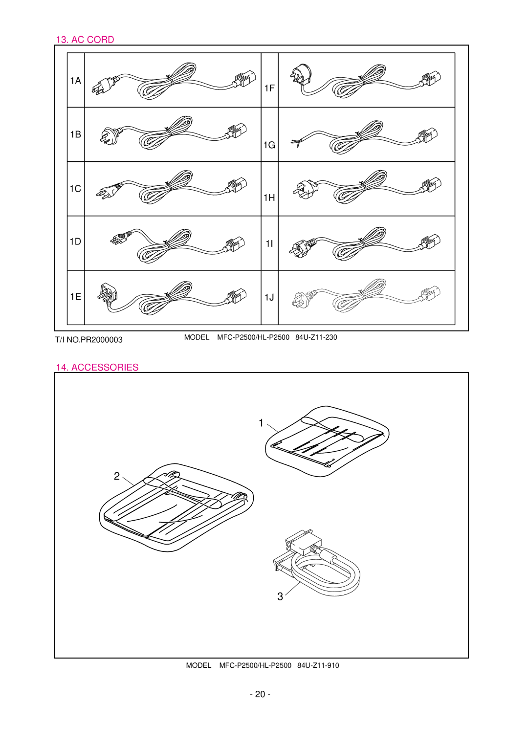 Brother MFC-P2500, HL-P2500 manual Accessories 