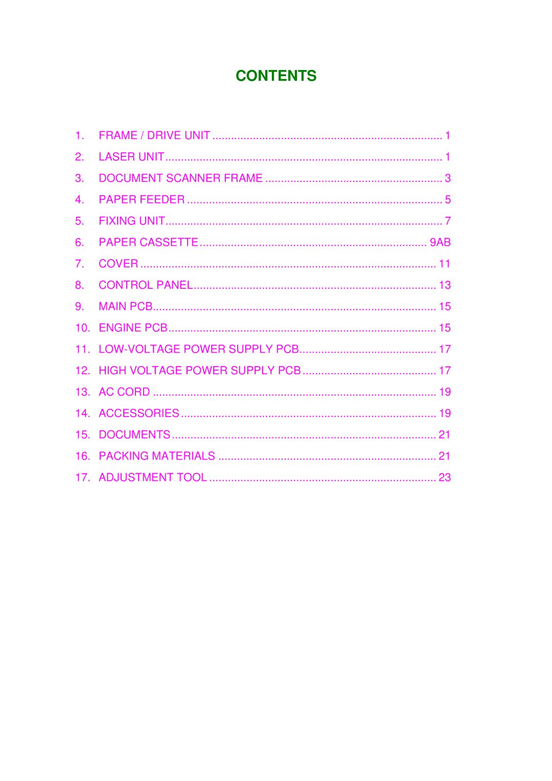 Brother HL-P2500, MFC-P2500 manual Contents 