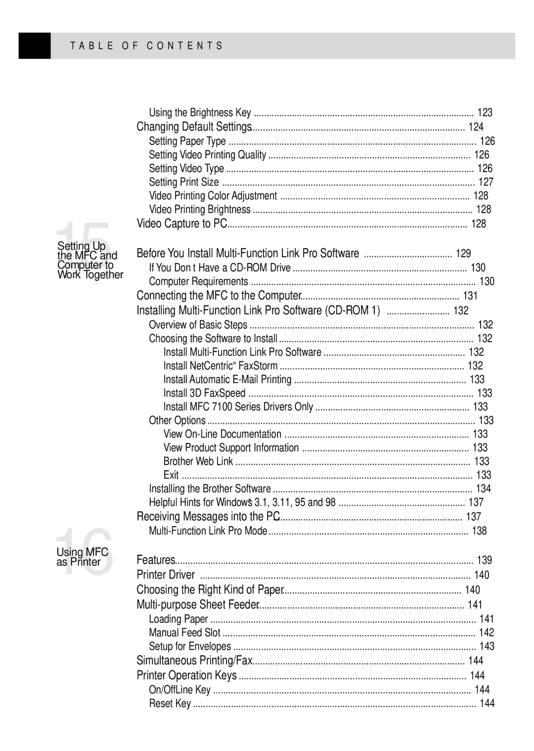 Brother MFC7160C, MFC7150C owner manual Viii, As Printer 