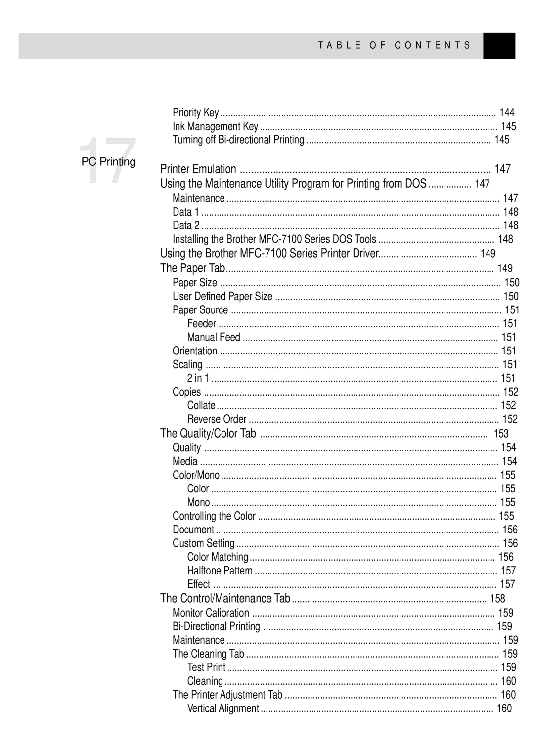 Brother MFC7150C, MFC7160C owner manual PC Printing 