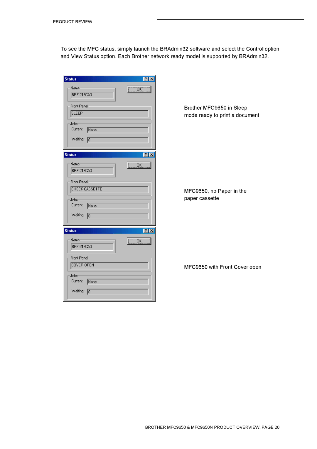 Brother MFC9650 Series manual Product Review 