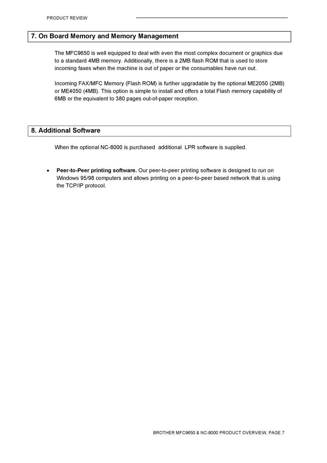 Brother MFC9650 Series manual On Board Memory and Memory Management, Additional Software 