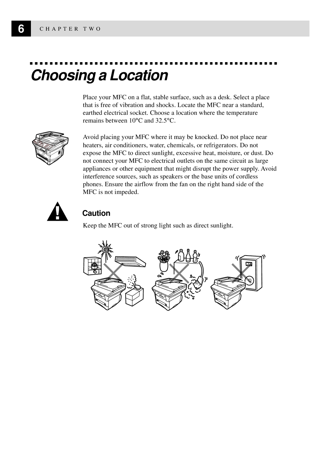 Brother MFC9750 owner manual Choosing a Location 