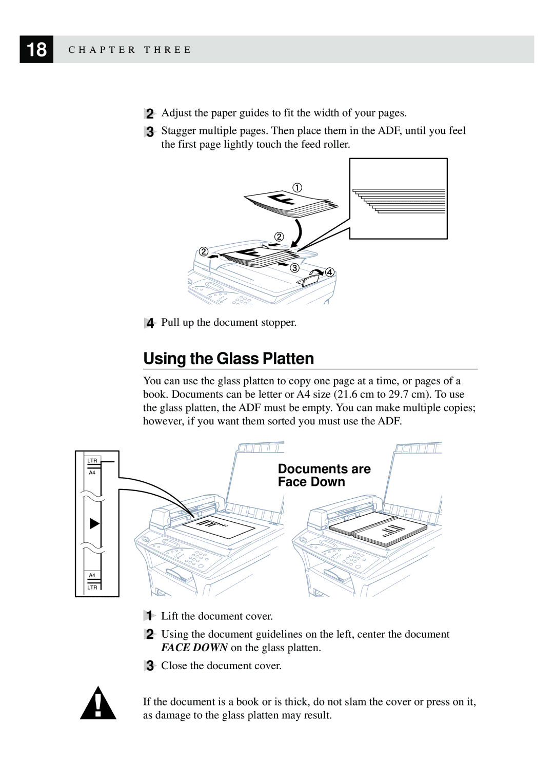 Brother MFC9750 owner manual Using the Glass Platten, Documents are Face Down 