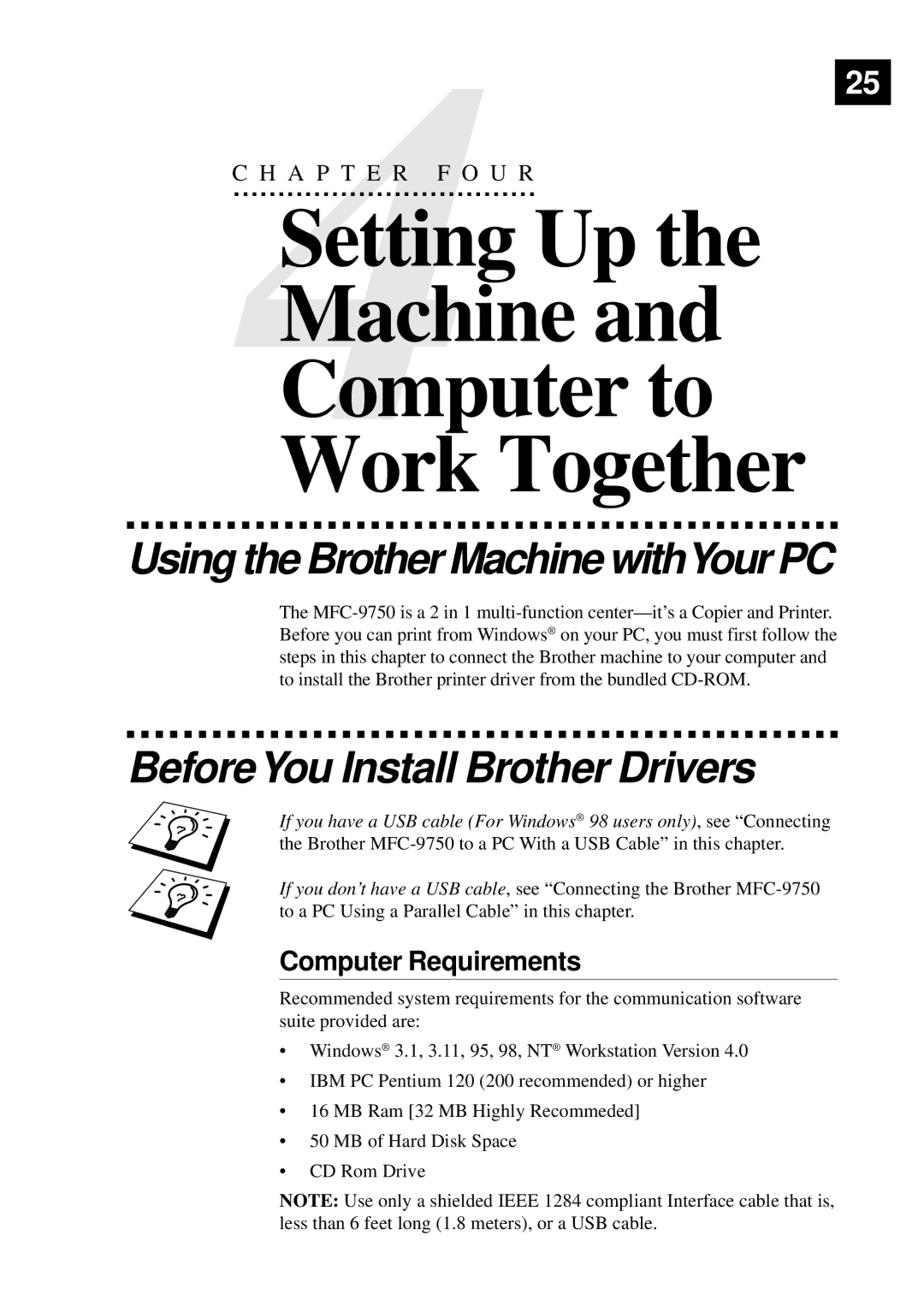 Brother MFC9750 owner manual BeforeYou Install Brother Drivers, Computer Requirements 