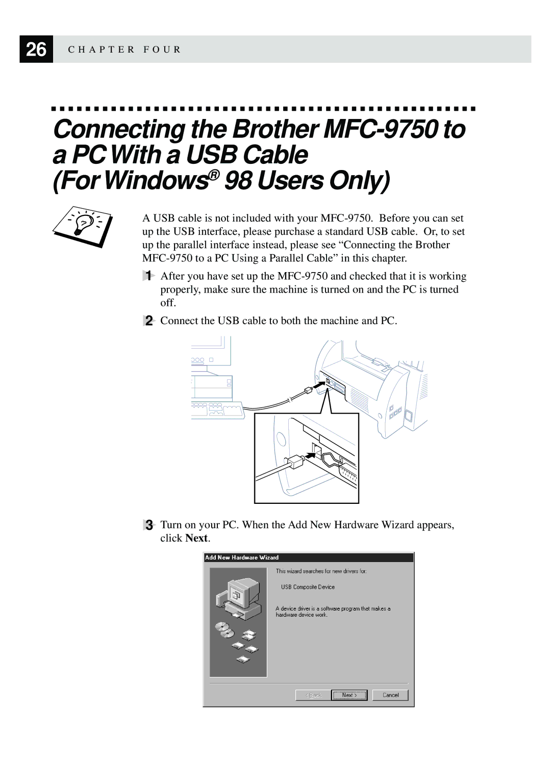 Brother MFC9750 owner manual For Windows 98 Users Only 