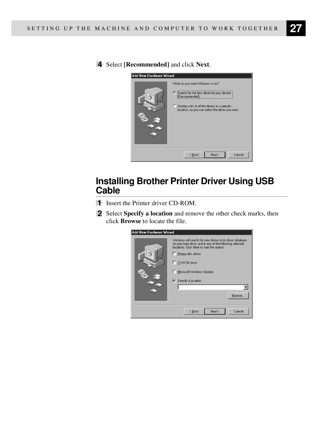 Brother MFC9750 owner manual Installing Brother Printer Driver Using USB Cable 