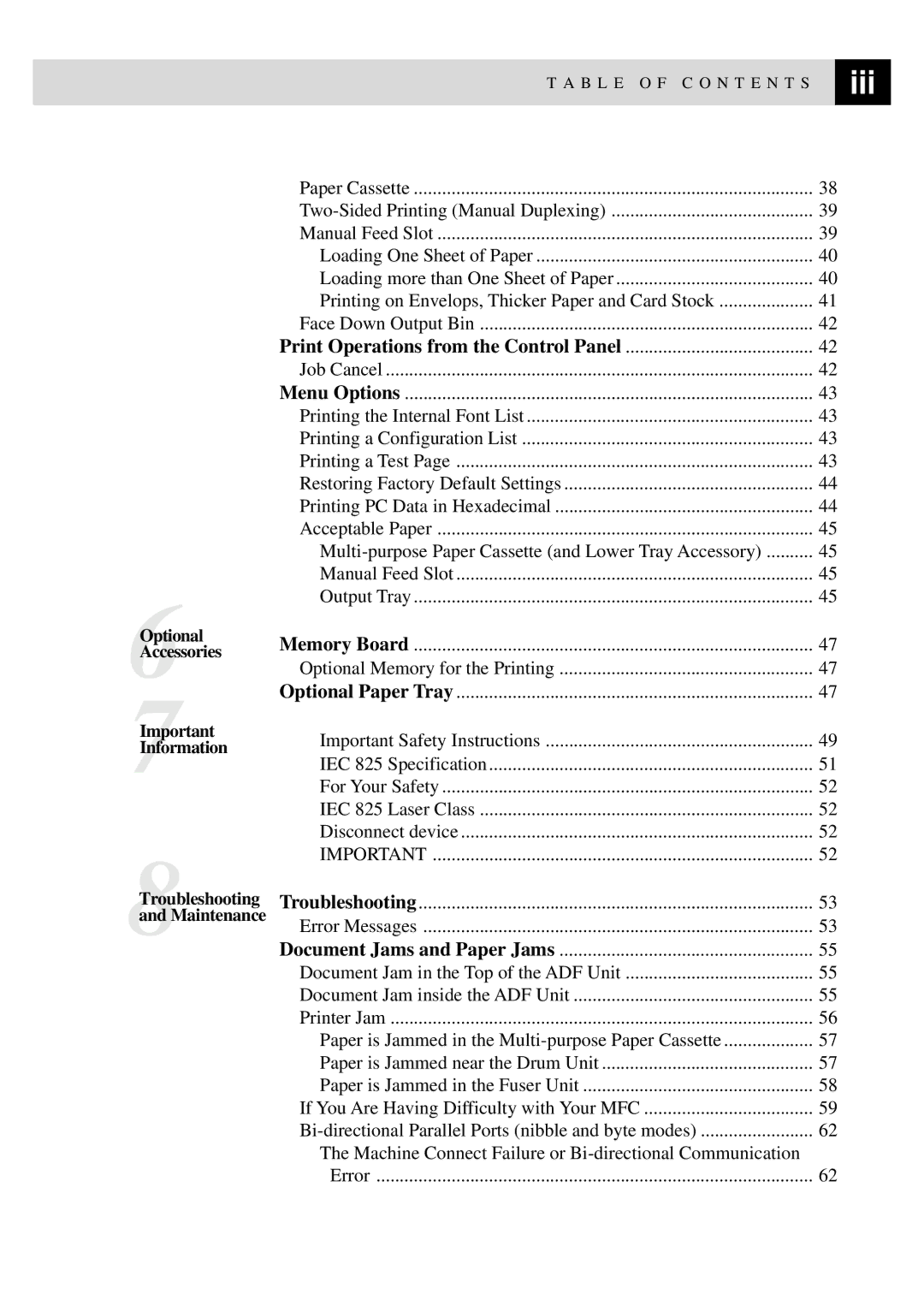 Brother MFC9750 owner manual Iii 