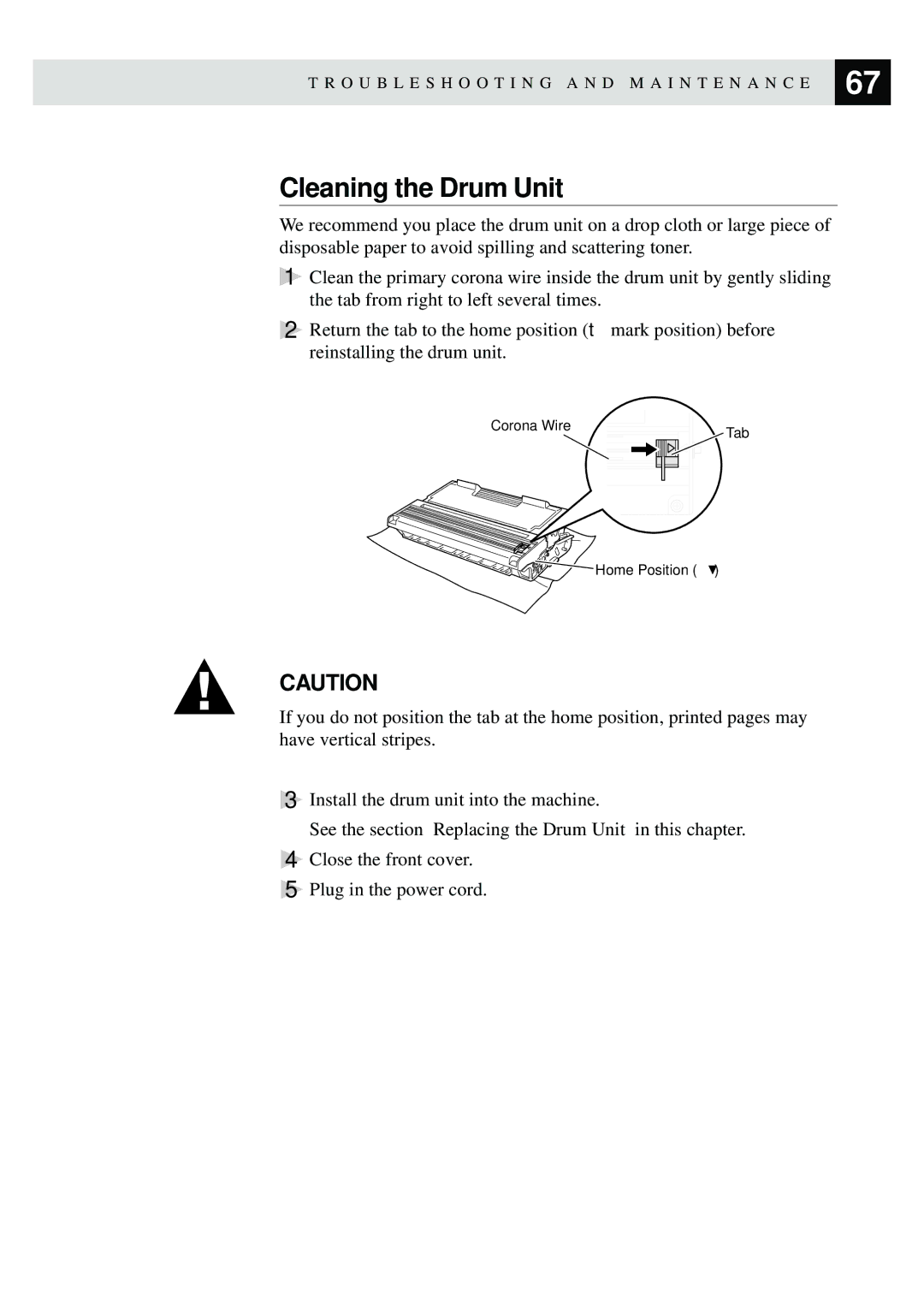 Brother MFC9750 owner manual Cleaning the Drum Unit 