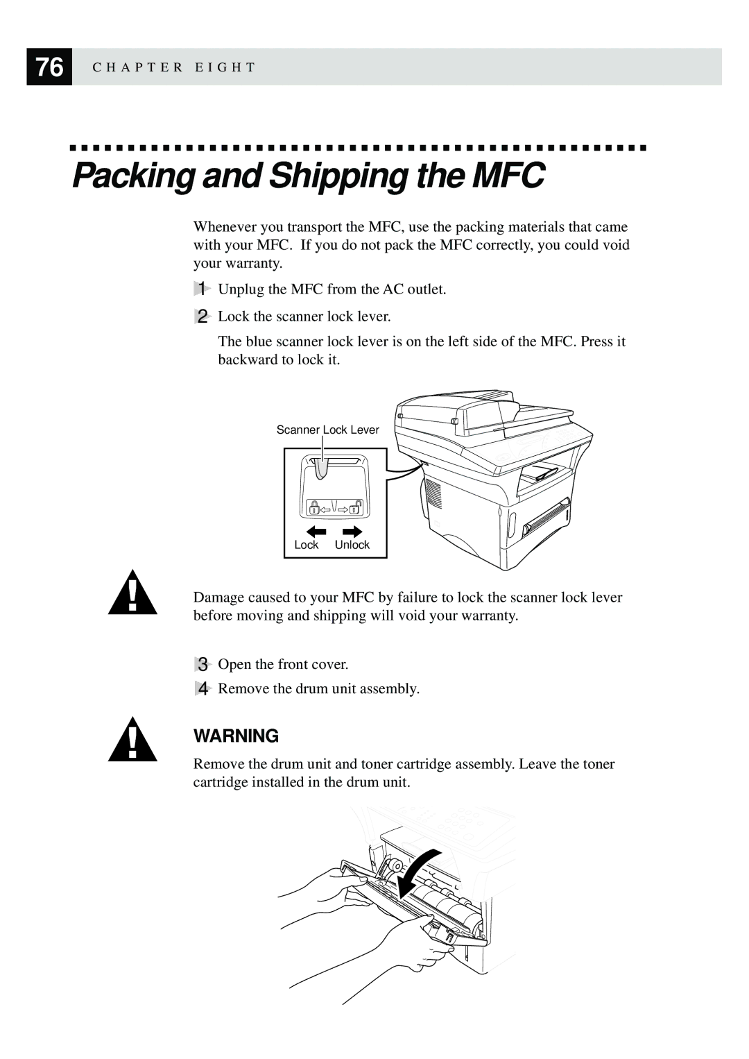 Brother MFC9750 owner manual Packing and Shipping the MFC 