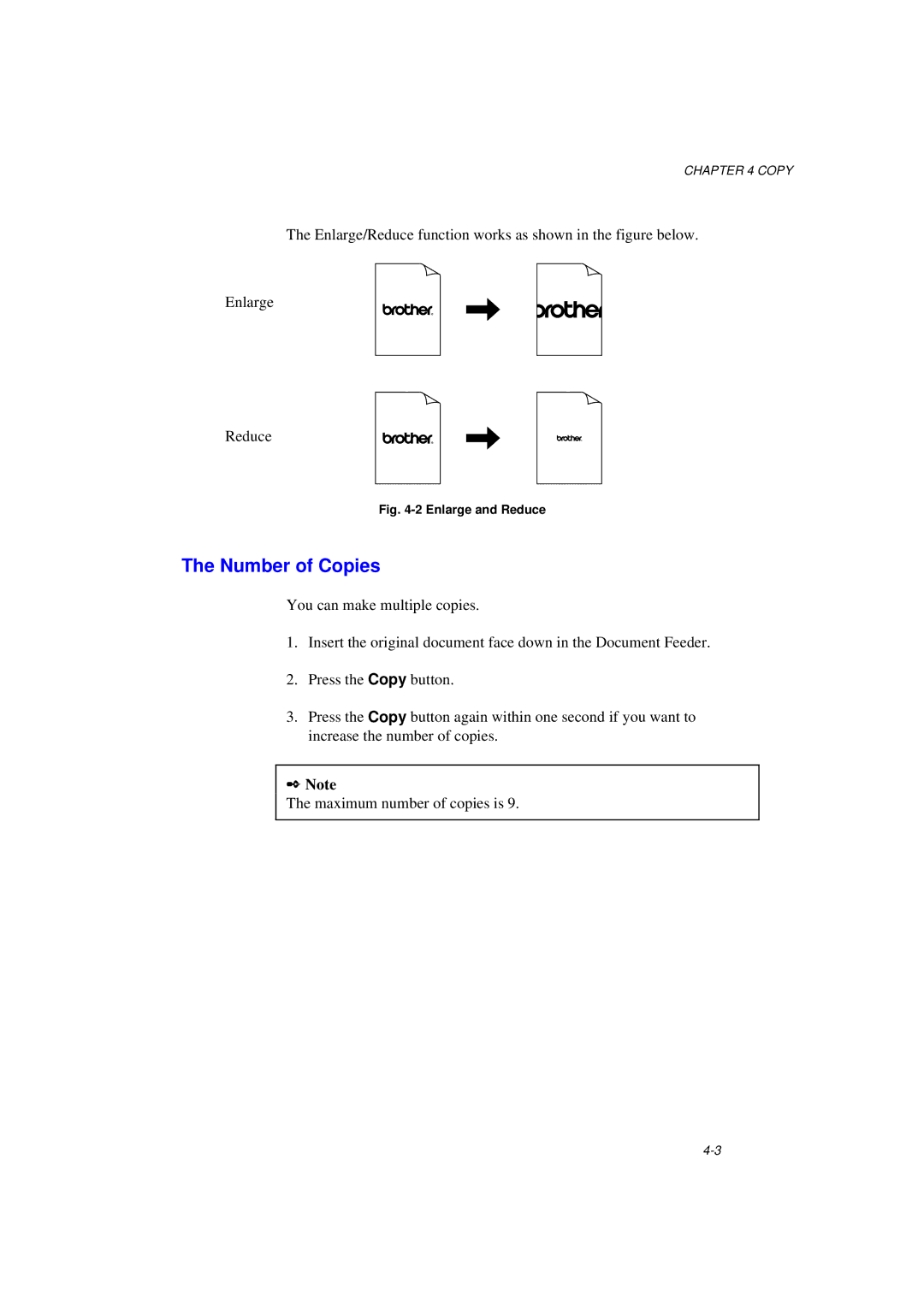 Brother MFC/HL-P2000 manual Number of Copies, Enlarge and Reduce 