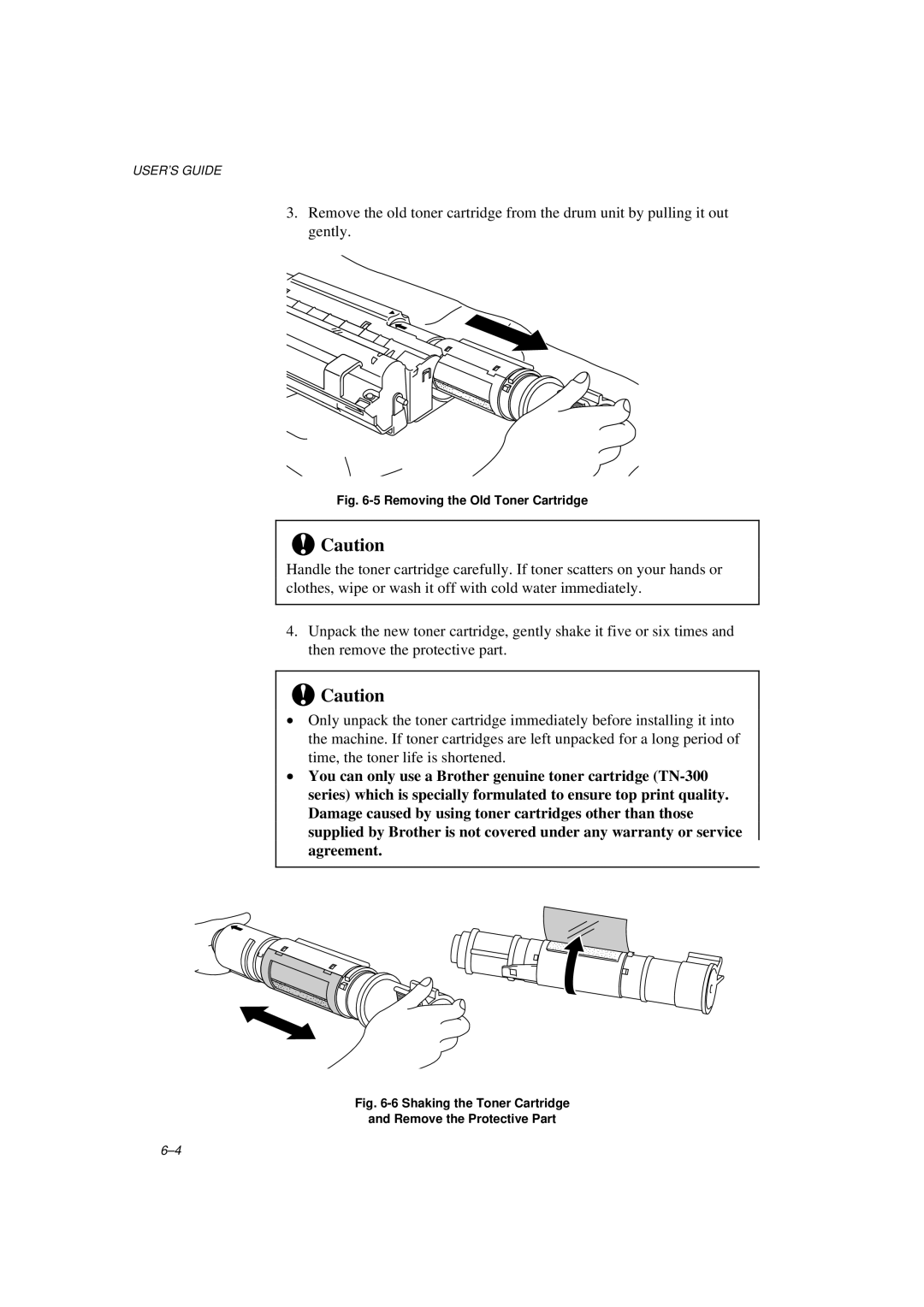 Brother MFC/HL-P2000 manual Removing the Old Toner Cartridge 