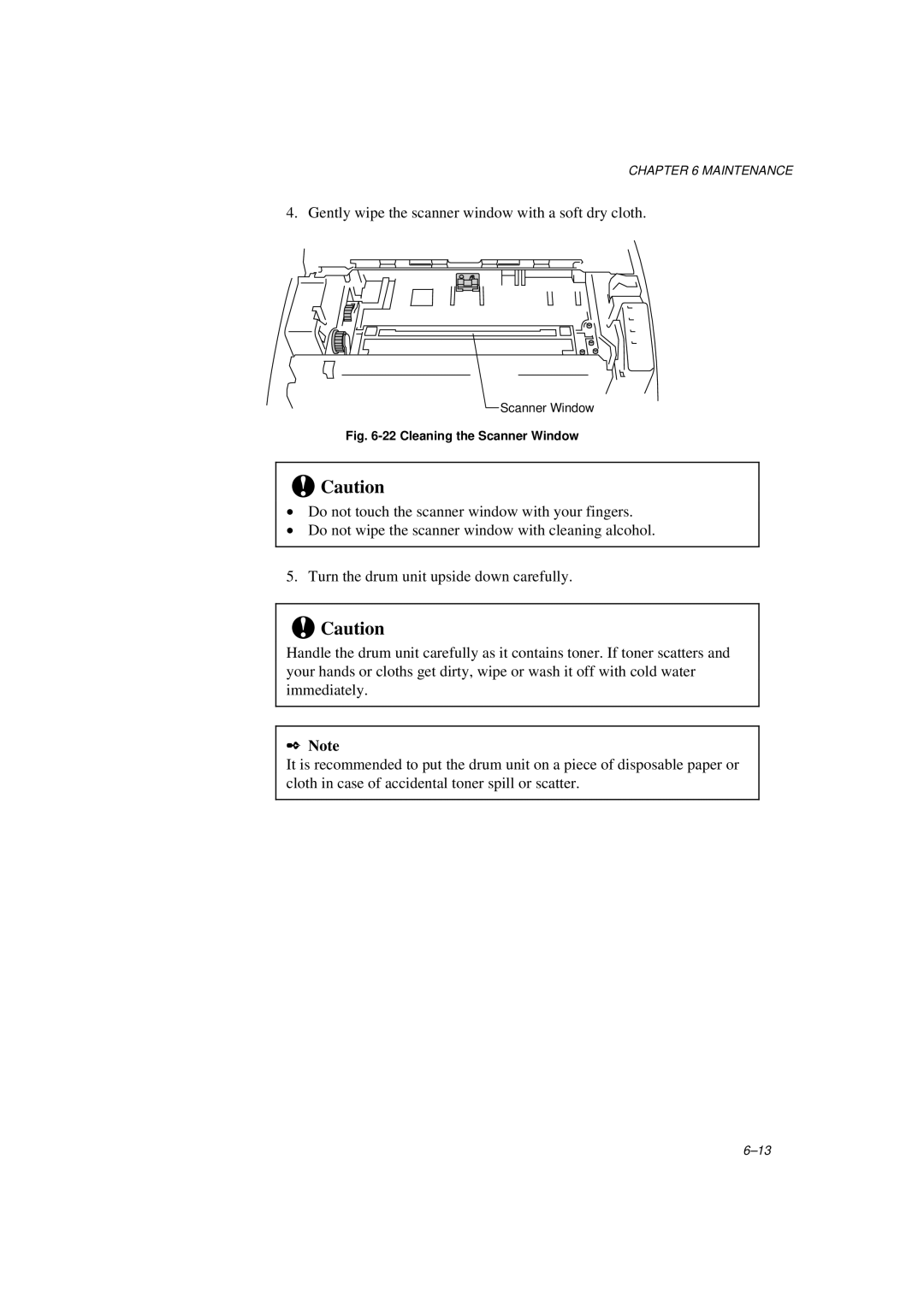 Brother MFC/HL-P2000 manual Gently wipe the scanner window with a soft dry cloth 