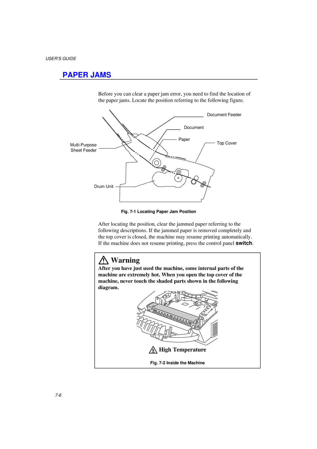 Brother MFC/HL-P2000 manual Paper Jams, Locating Paper Jam Position 