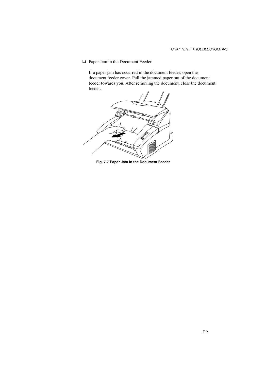 Brother MFC/HL-P2000 manual Paper Jam in the Document Feeder 