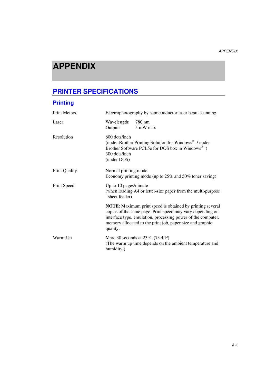 Brother MFC/HL-P2000 manual Appendix 