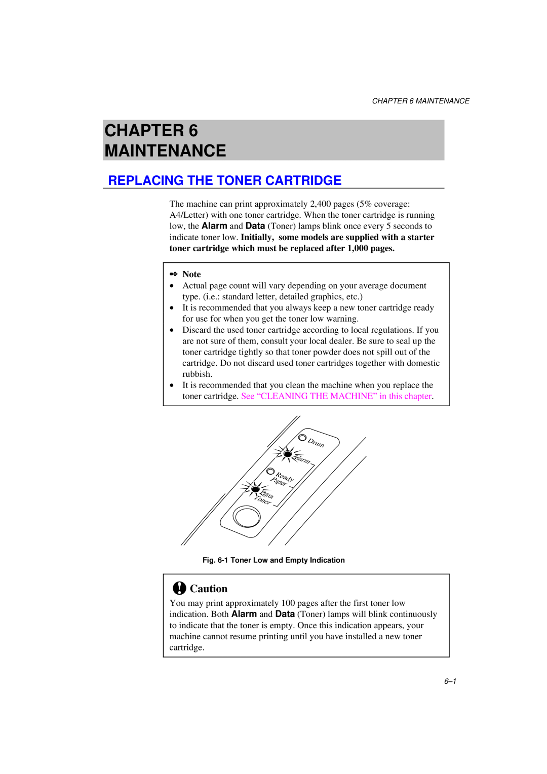 Brother MFC/HL-P2000 manual Chapter Maintenance, Replacing The Toner Cartridge 