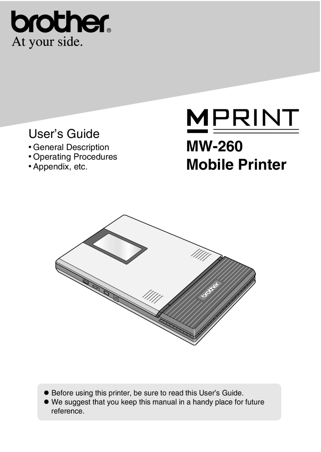 Brother appendix MW-260 Mobile Printer 