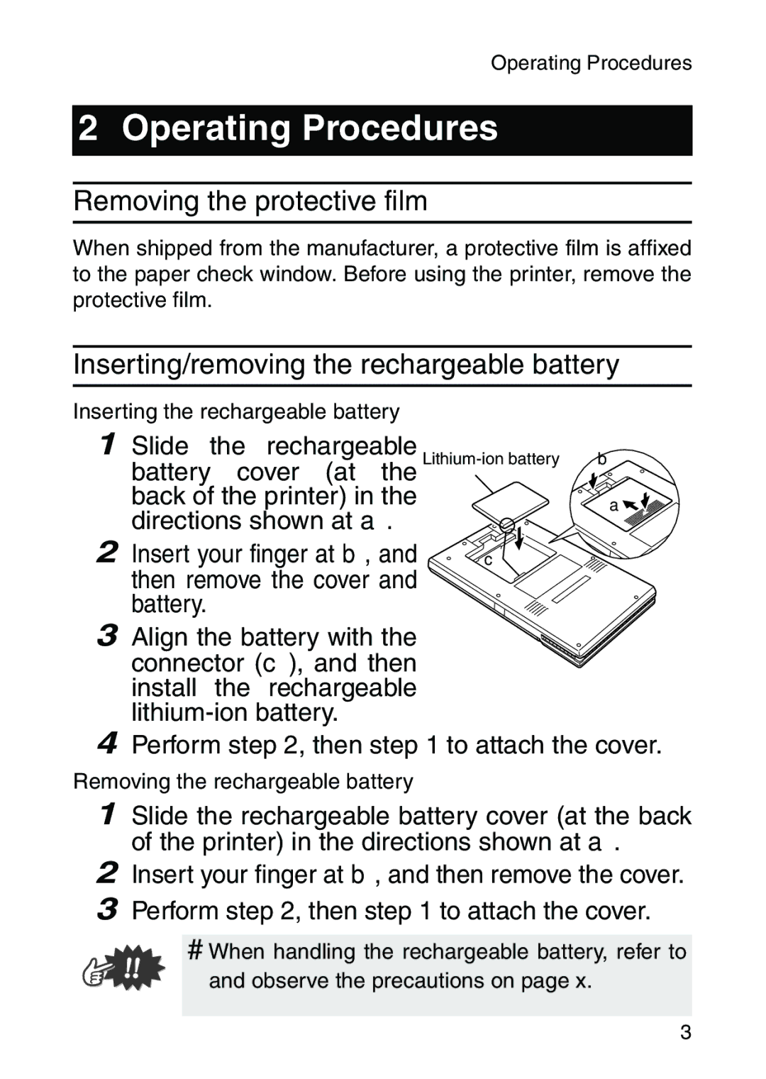 Brother MW-260 appendix Operating Procedures, Removing the protective film 