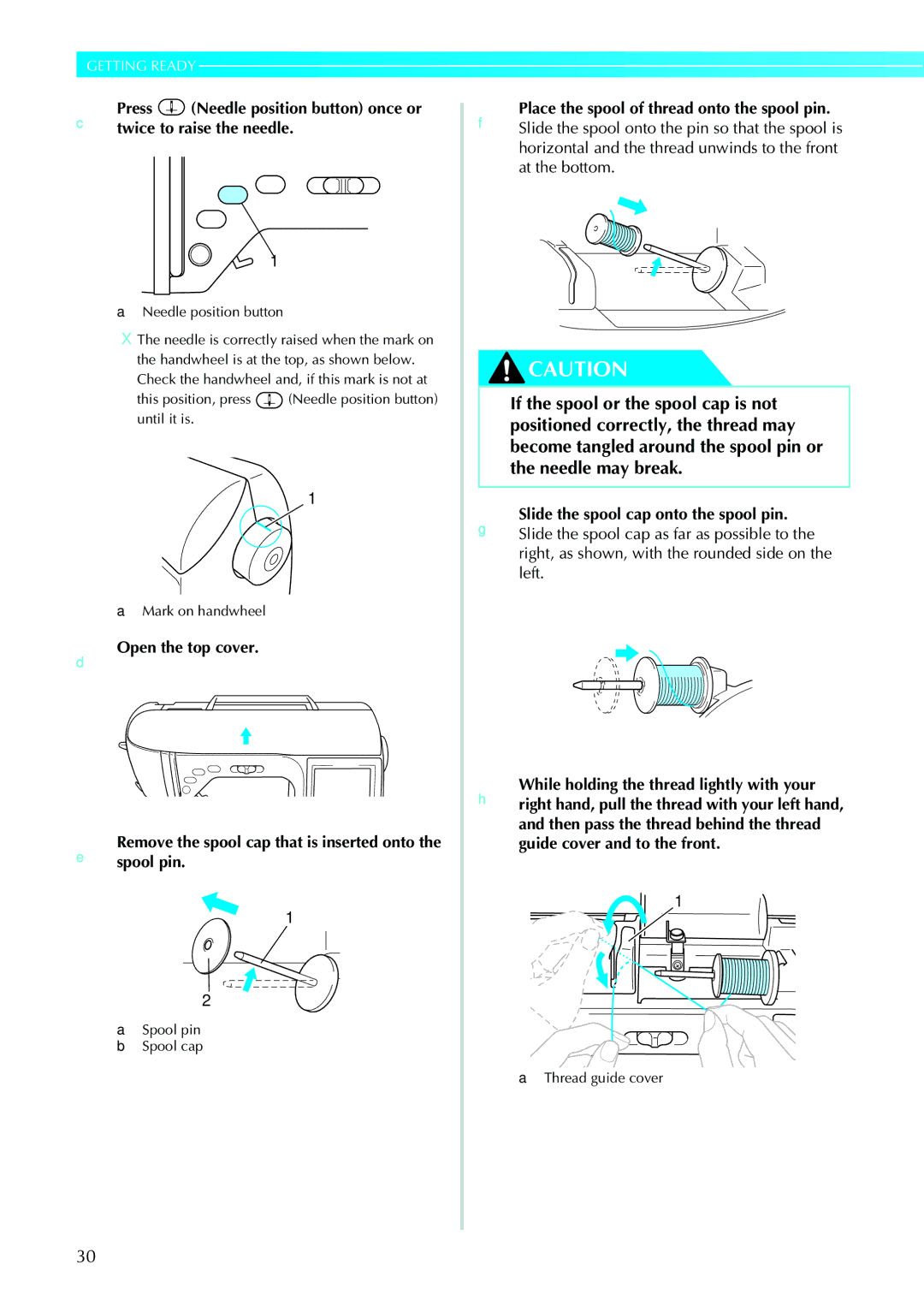 Brother NV1200 operation manual DOpen the top cover, Needle position button 