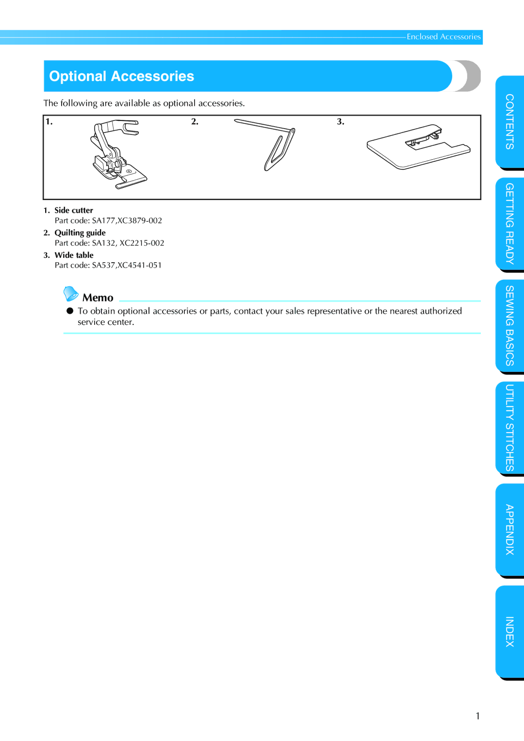 Brother NX 400 manual Optional Accessories, Following are available as optional accessories 