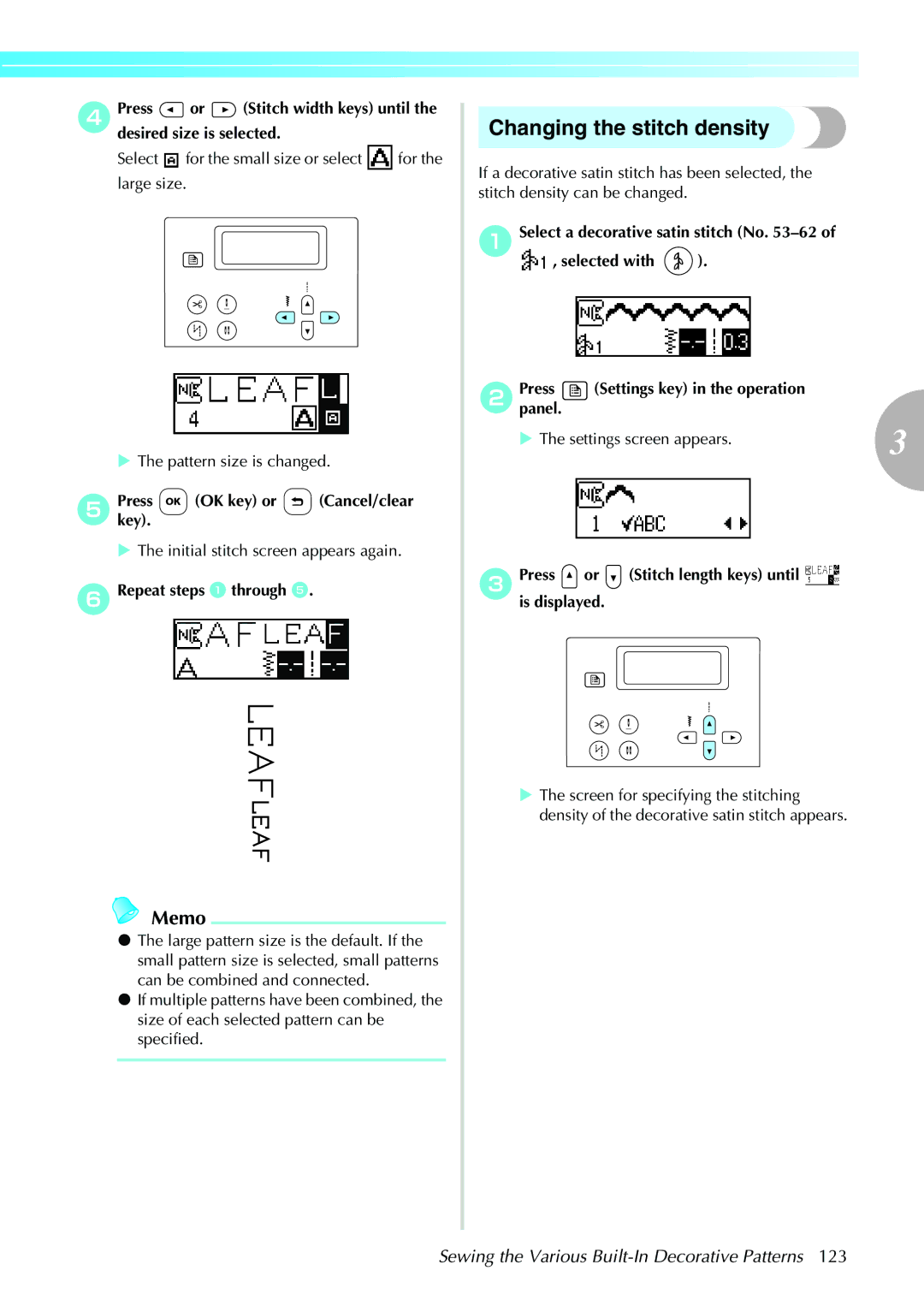 Brother NX-450, N5V operation manual Changing the stitch density, Repeat steps a through e, Bpanel 