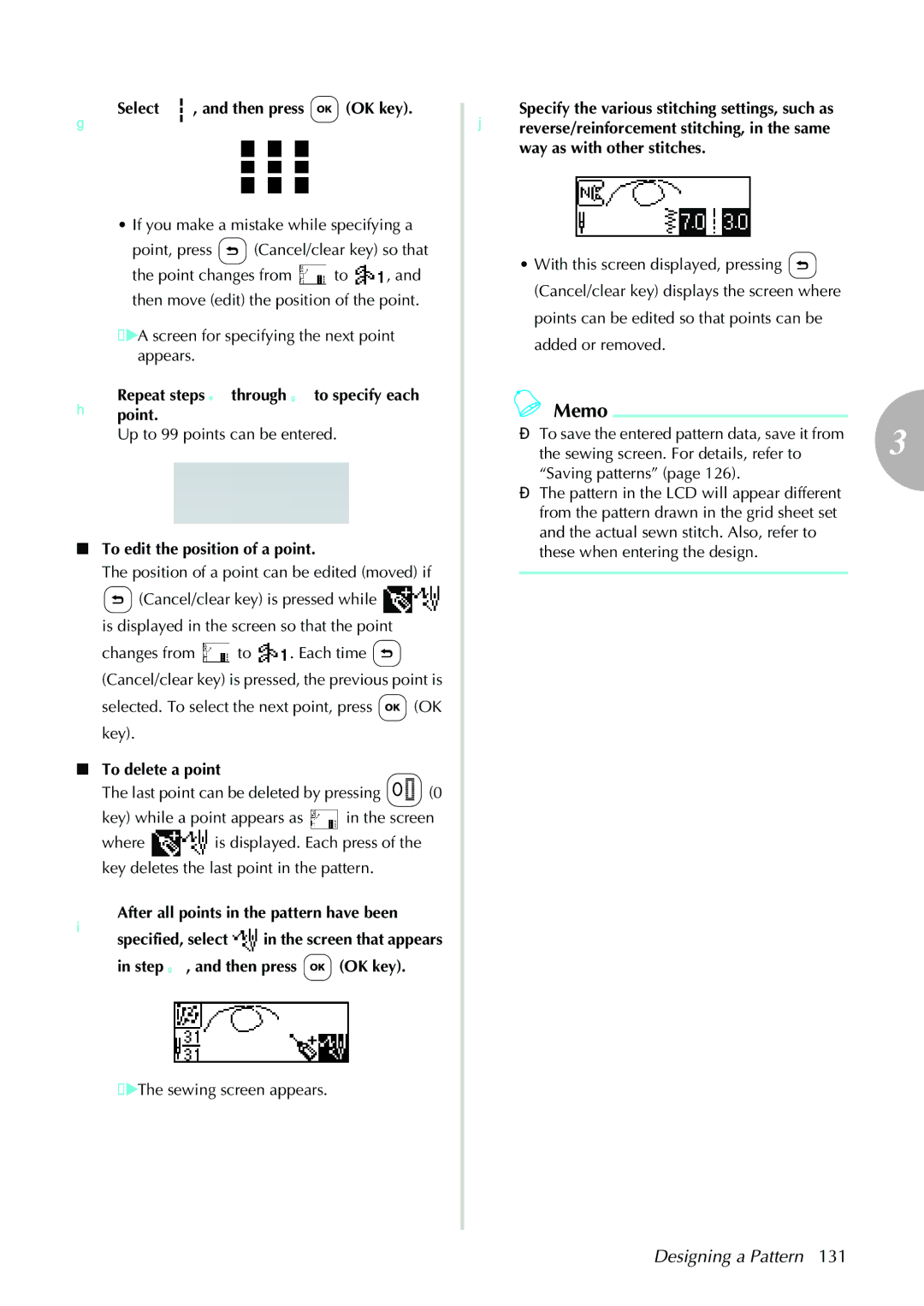 Brother NX-450, N5V operation manual GSelect , and then press OK key, To delete a point 