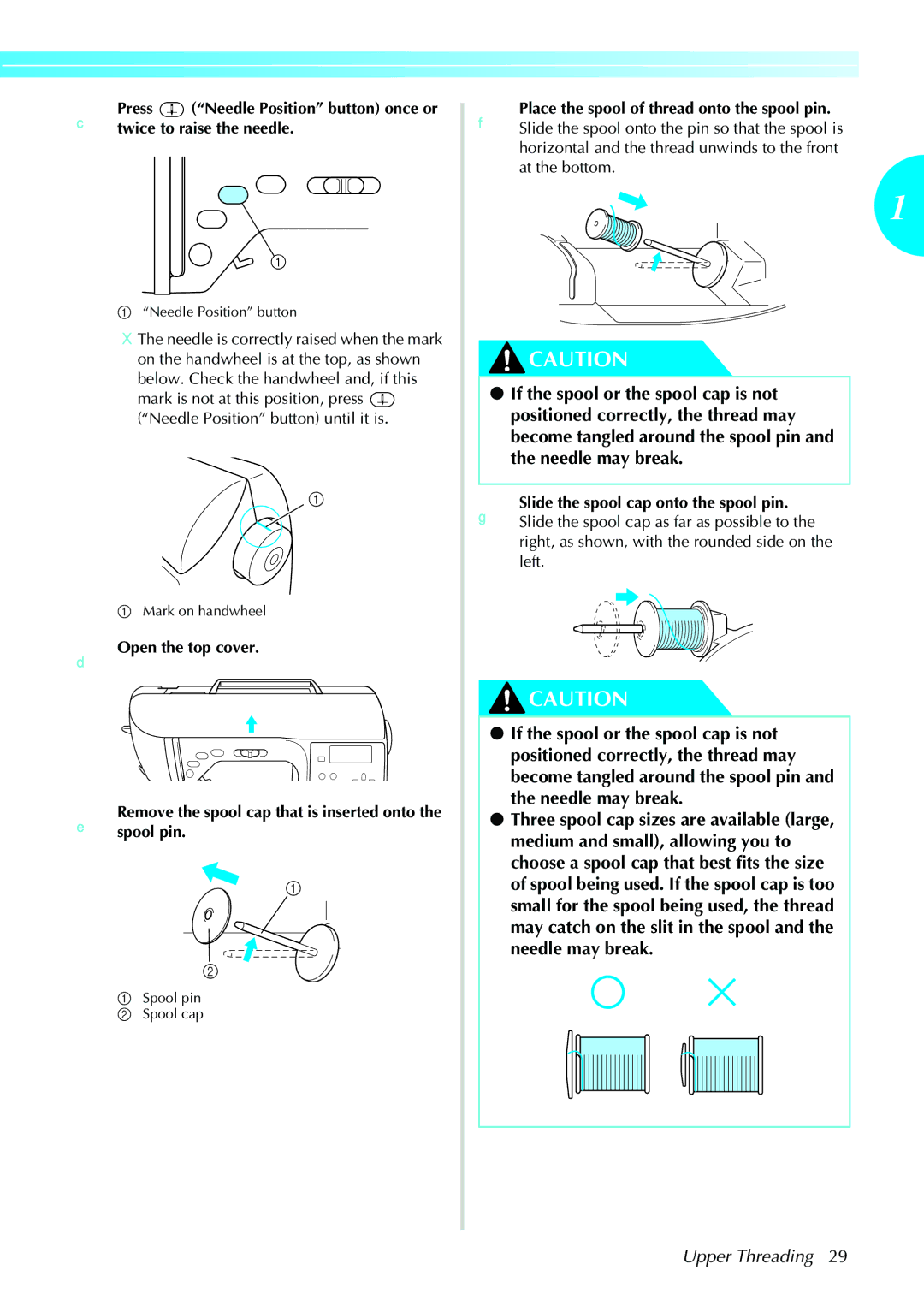 Brother NX-450, N5V operation manual Upper Threading, DOpen the top cover 