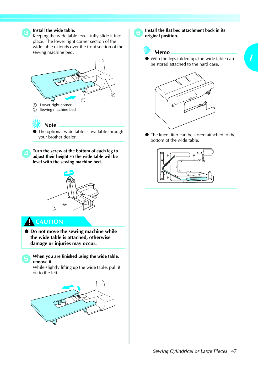 Brother NX-450, N5V operation manual CInstall the wide table 