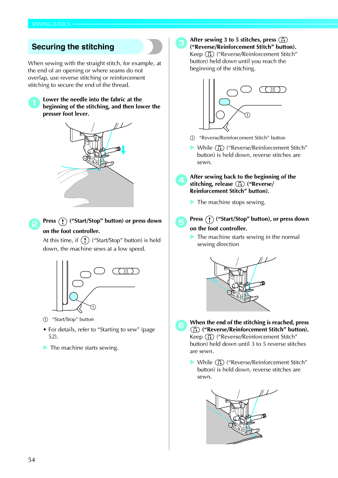 Brother N5V, NX-450 operation manual Securing the stitching 