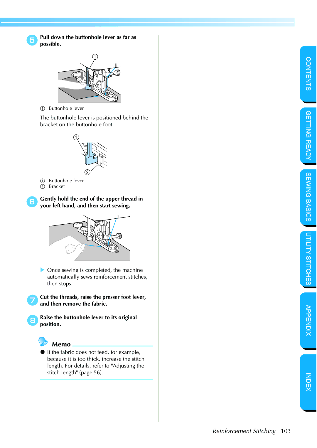 Brother NX 600 operation manual Memo 