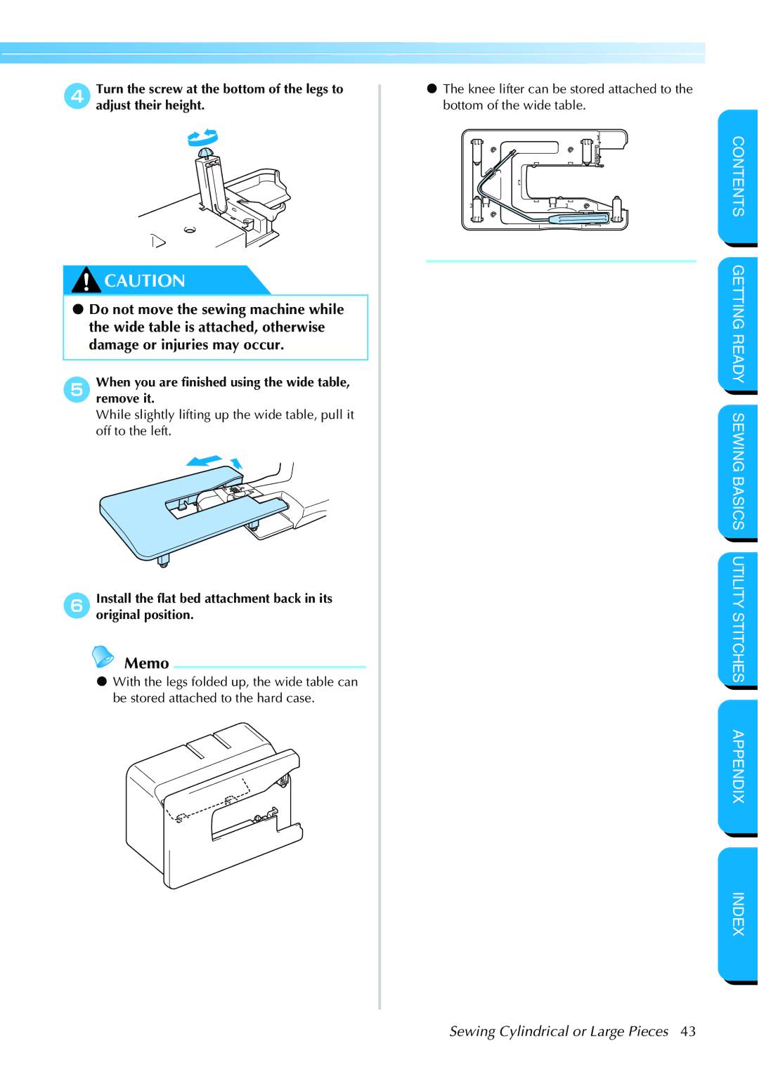 Brother NX 600 operation manual Sewing Cylindrical or Large Pieces 