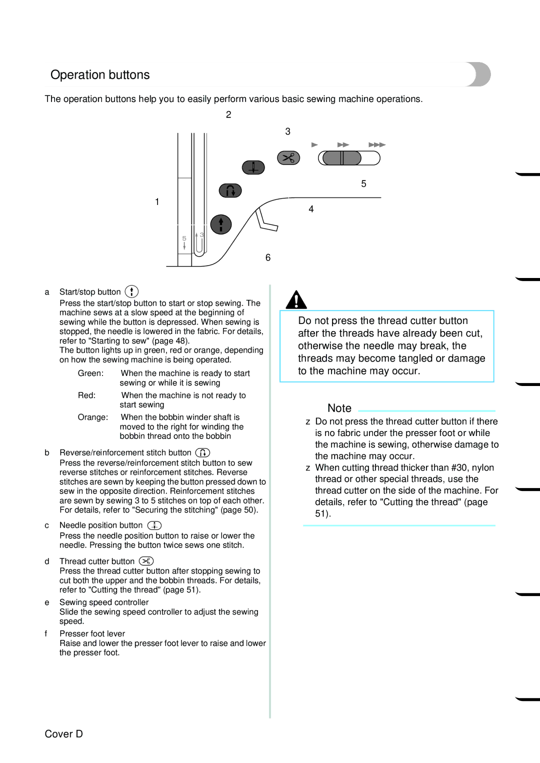 Brother NX 600 operation manual Operation buttons, Contents Getting Ready 