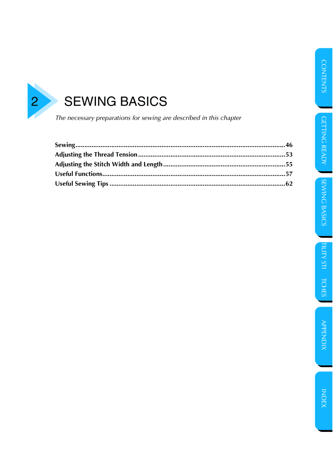 Brother NX 600 operation manual Sewing Basics 