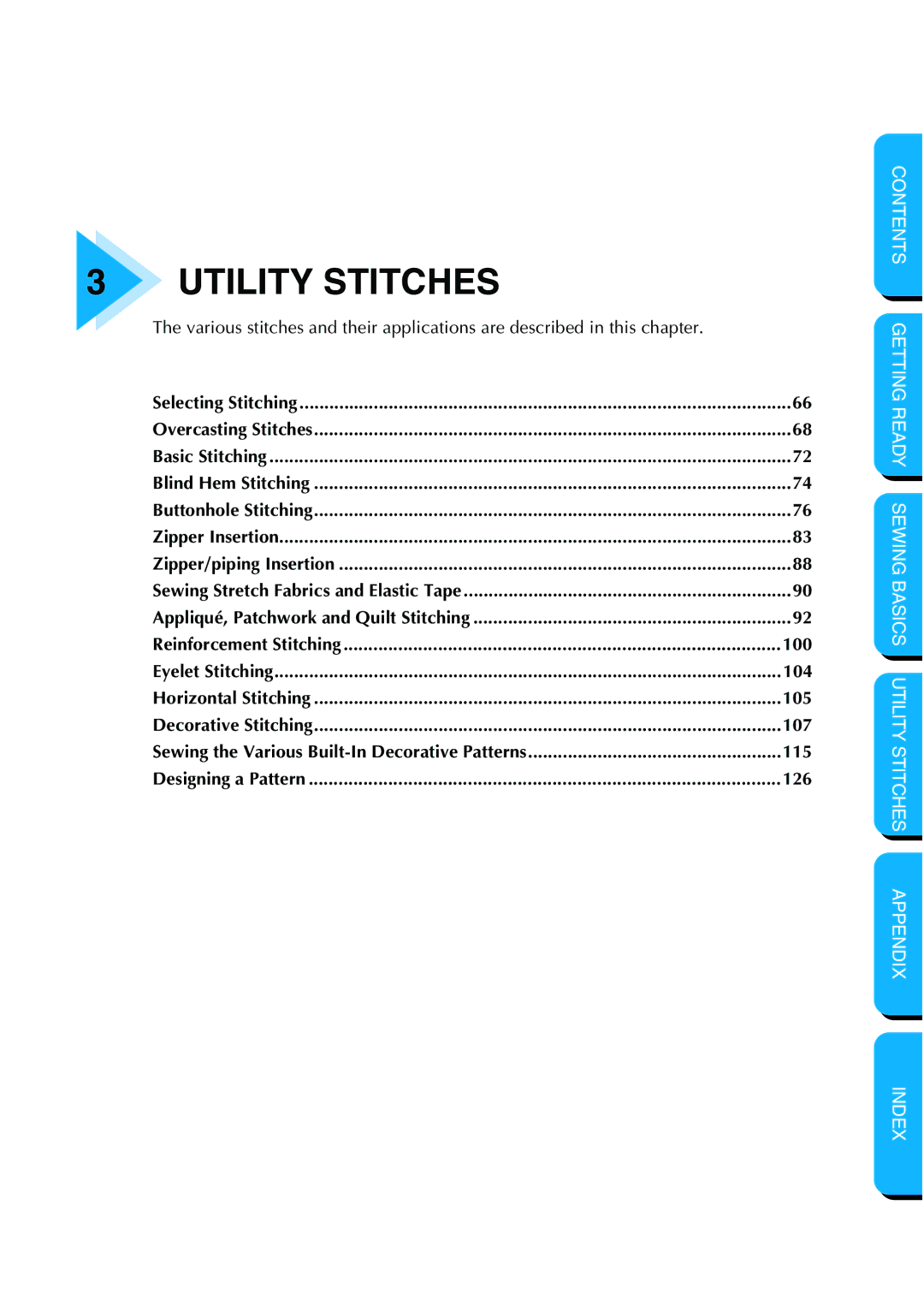 Brother NX 600 operation manual Utility Stitches 